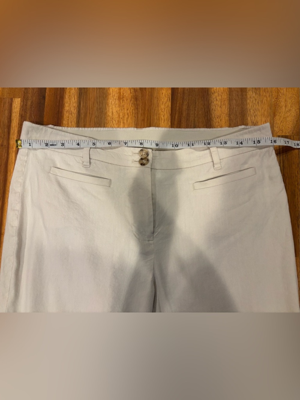 J. Jill Linen Stretch Slim-Leg Pants Slacks Sea Salt Beige Size 8 - Picture 12 of 13
